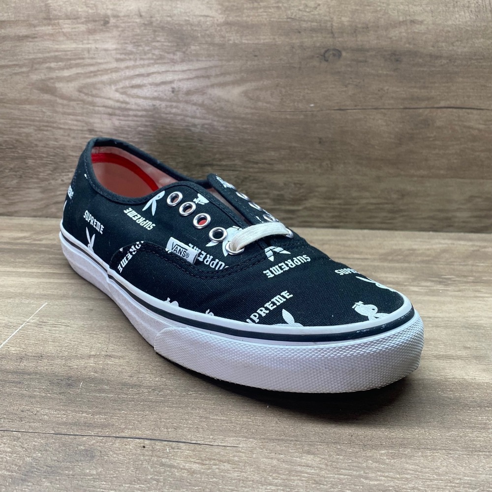 Rare Supreme Playboy Vans Authentic Pro Low Mens 9 Black FW 2013 Streetwear Mint - Picture 9 of 13